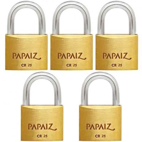 Kit com 5 Cadeados Papaiz 25mm Mesmo Segredo Menor preço em Kit com 5 Cadeados Papaiz 25mm Mesmo Segredo