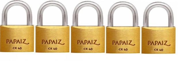 Kit com 5 Cadeados Papaiz 40mm Mesmo Segredo Menor preço em Kit com 5 Cadeados Papaiz 40mm Mesmo Segredo
