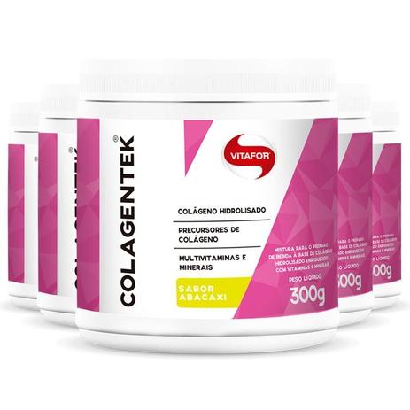 Kit com 5 Colágeno hidrolisado Colagentek da Vitafor abacaxi Menor preço em Kit com 5 Colágeno hidrolisado Colagentek da Vitafor abacaxi