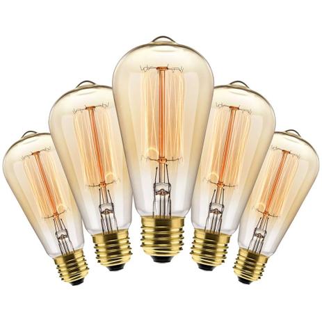Kit com 5 Lâmpadas Filamento Carbono ST64 40w 127V 2000K 48LCARST6401 Elgin Menor preço em Kit com 5 Lâmpadas Filamento Carbono ST64 40w 127V 2000K 48LCARST6401 Elgin