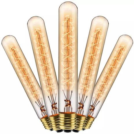Kit com 5 Lâmpadas Filamento Carbono T30 40w 127V 2000K 48LCART30001 Elgin Menor preço em Kit com 5 Lâmpadas Filamento Carbono T30 40w 127V 2000K 48LCART30001 Elgin