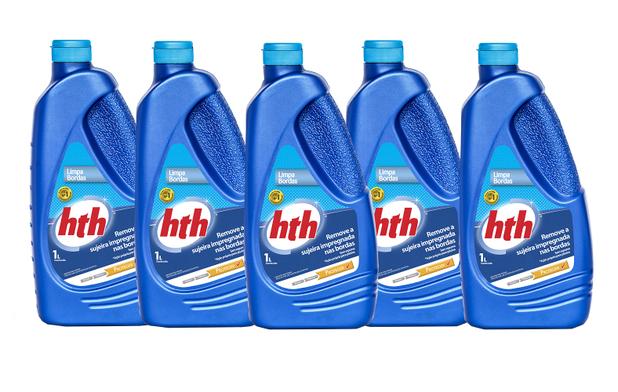 Kit com 5 Limpa Bordas 1 Litro Cada - HTH Para Piscina Menor preço em Kit com 5 Limpa Bordas 1 Litro Cada - HTH Para Piscina