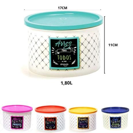 Kit com 5 Pote Plástico Vasilha Organizadora Redonda Com Tampa Decorado - DMPLAS Menor preço em Kit com 5 Pote Plástico Vasilha Organizadora Redonda Com Tampa Decorado - DMPLAS