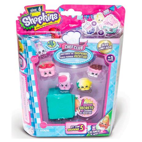Kit com 5 Shopkins Chef Club Serie 6 DTC Menor preço em Kit com 5 Shopkins Chef Club Serie 6 DTC