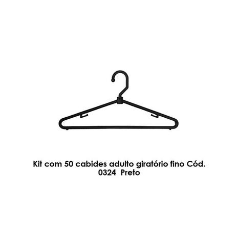 Kit com 50 cabides adulto giratório fino Cód. 0324 Preto - Bell plastic Menor preço em Kit com 50 cabides adulto giratório fino Cód. 0324 Preto - Bell plastic
