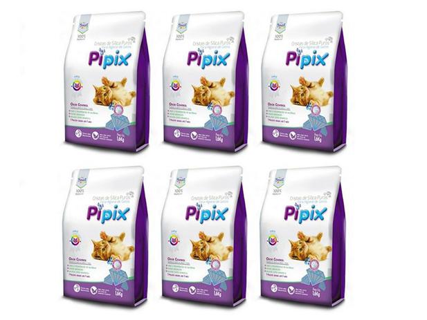 Kit com 6 Areia Sanitária para Gatos Micro Cristais de Sílica Pipix 1,6Kg Super Absorção Menor preço em Kit com 6 Areia Sanitária para Gatos Micro Cristais de Sílica Pipix 1,6Kg Super Absorção