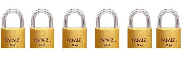 Kit com 6 Cadeados Papaiz 40mm Mesmo Segredo Menor preço em Kit com 6 Cadeados Papaiz 40mm Mesmo Segredo
