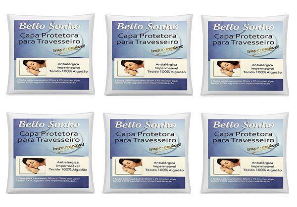 Kit Com 6 Capa De Travesseiro Master Comfort Impermeável Tecido 100% Algodão - Bello Sonho Menor preço em Kit Com 6 Capa De Travesseiro Master Comfort Impermeável Tecido 100% Algodão - Bello Sonho