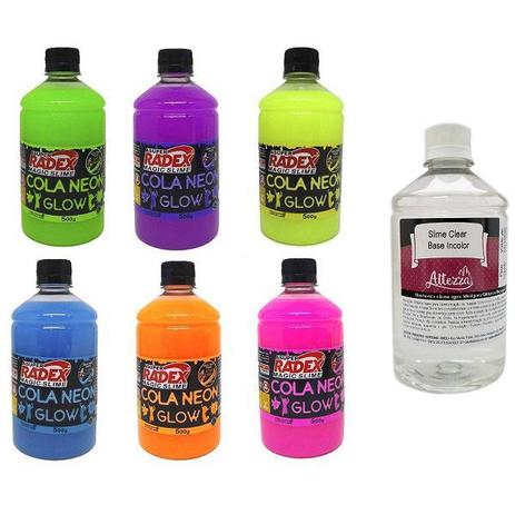 Kit com 6 Colas Neon GLOW Radex + Base Incolor Clear Altezza Menor preço em Kit com 6 Colas Neon GLOW Radex + Base Incolor Clear Altezza