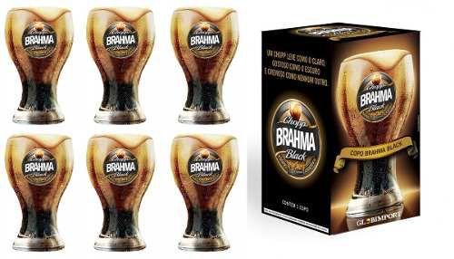 Kit com 6 Copos Brahma Black 430ml - Embalagem Individual - Ambev Menor preço em Kit com 6 Copos Brahma Black 430ml - Embalagem Individual - Ambev