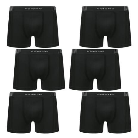 Kit com 6 cuecas boxer pretas Selene sem costura original Menor preço em Kit com 6 cuecas boxer pretas Selene sem costura original