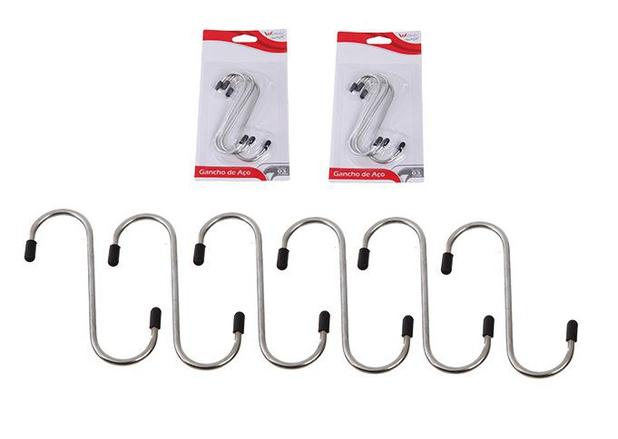 Kit com 6 ganchos de aço em s com ponteira emborrachada nas duas pontas 10cm - Wellmix é boa?