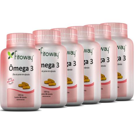 Kit com 6 ômega 3 óleo de peixe fitoway 30 capsulas cada frasco Menor preço em Kit com 6 ômega 3 óleo de peixe fitoway 30 capsulas cada frasco