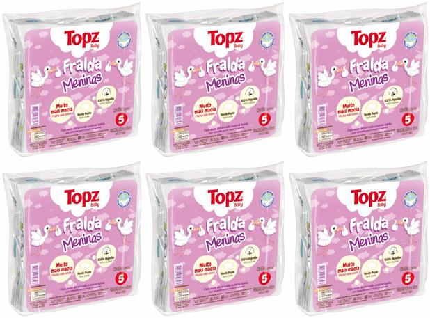 Kit Com 6 Pacotes de Fralda de Pano Básica Menina - Topz Baby - 65x65cm - Cremer Menor preço em Kit Com 6 Pacotes de Fralda de Pano Básica Menina - Topz Baby - 65x65cm - Cremer