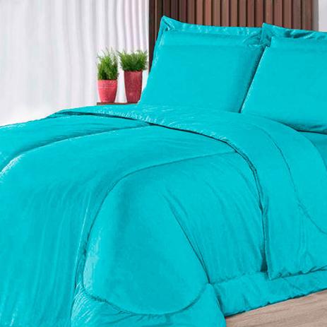 Kit com 6 peças Edredom Soft Casa Dona Casal Tiffany Menor preço em Kit com 6 peças Edredom Soft Casa Dona Casal Tiffany