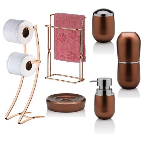 Kit Com 6 Peças P/ Banheiro Organizado - Cobre - Future Menor preço em Kit Com 6 Peças P/ Banheiro Organizado - Cobre - Future