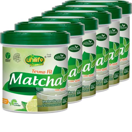 Kit com 6 Potes de Matcha Termo Fit Instantâneo Limão 220g Unilife Menor preço em Kit com 6 Potes de Matcha Termo Fit Instantâneo Limão 220g Unilife