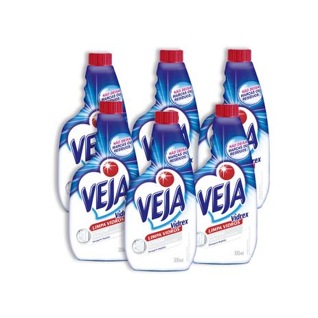 Kit com 6 Refis Veja Vidrex Cristal 500ml Menor preço em Kit com 6 Refis Veja Vidrex Cristal 500ml