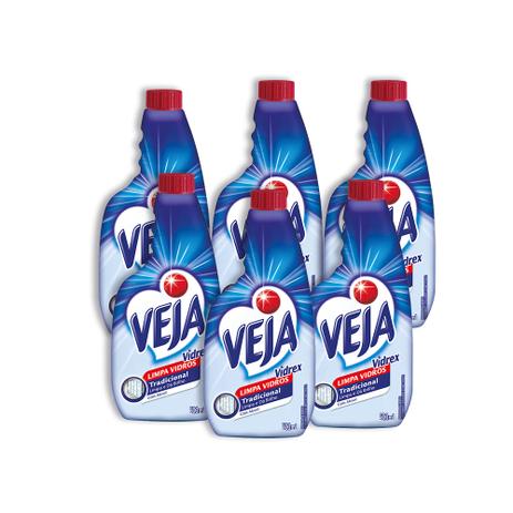 Kit com 6 Refis Veja Vidrex Tradicional 500ml Menor preço em Kit com 6 Refis Veja Vidrex Tradicional 500ml