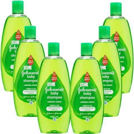 Kit com 6 Shampoo Johnsons Baby Cabelos Claros 400ml Menor preço em Kit com 6 Shampoo Johnsons Baby Cabelos Claros 400ml
