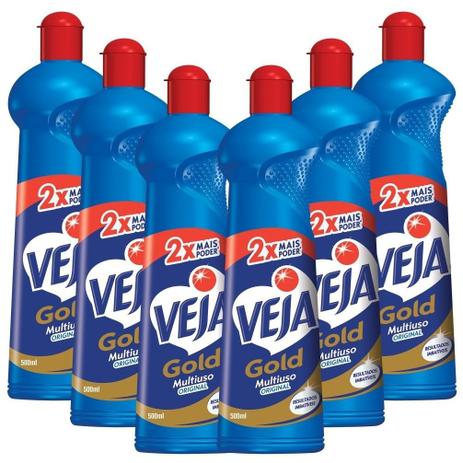 Kit Com 6 Veja Gold Multiuso Original Squeeze 500ml Menor preço em Kit Com 6 Veja Gold Multiuso Original Squeeze 500ml