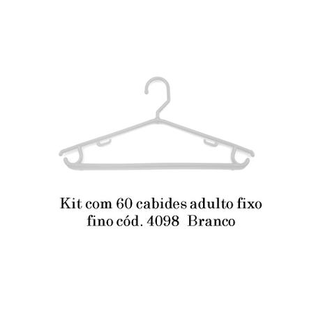 Kit com 60 cabides adulto fixo fino cód. 4098 Branco - Bell plastic Menor preço em Kit com 60 cabides adulto fixo fino cód. 4098 Branco - Bell plastic