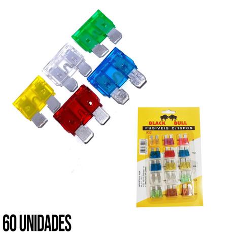 Kit Com 60 Unidade De Fusíveis Black Bull Menor preço em Kit Com 60 Unidade De Fusíveis Black Bull