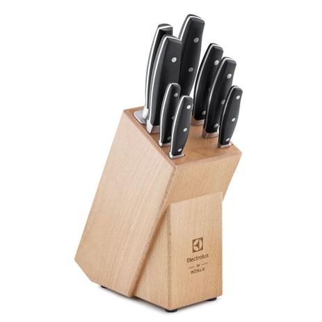 Kit com 7 facas, afiador e bloco de madeira Electrolux by Rösle Menor preço em Kit com 7 facas, afiador e bloco de madeira Electrolux by Rösle
