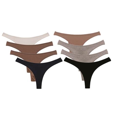Kit com 8 Calcinhas Tanga Fio Dental - Mel Menor preço em Kit com 8 Calcinhas Tanga Fio Dental - Mel