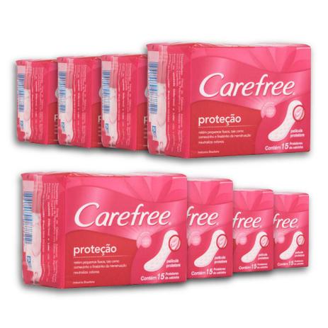 Kit com 8 Protetores Diário CAREFREE Proteção com Perfume 15 unidades - Carefree Menor preço em Kit com 8 Protetores Diário CAREFREE Proteção com Perfume 15 unidades - Carefree