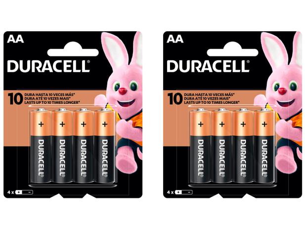 Kit com 8 Unidades de Pilha Alcalina AA Duracell Menor preço em Kit com 8 Unidades de Pilha Alcalina AA Duracell