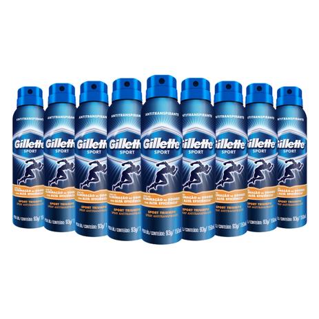 Kit com 9 Desodorantes Gillette Antitranspirante Sport Triumph 150mL Menor preço em Kit com 9 Desodorantes Gillette Antitranspirante Sport Triumph 150mL