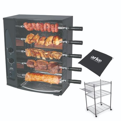 Kit Com Assador Vitta Premium 5 Espetos + Capa + Carrinho Churrasco - Arke é boa?