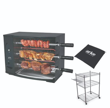 Kit Com Assador Vitta Smart 03 127v + Capa E Carrinho Churrasco - Arke Menor preço em Kit Com Assador Vitta Smart 03 127v + Capa E Carrinho Churrasco - Arke