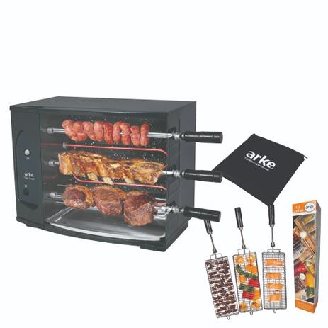 Kit Com Assador Vitta Smart 03 127v + Capa E Kit Grelha - Arke Menor preço em Kit Com Assador Vitta Smart 03 127v + Capa E Kit Grelha - Arke