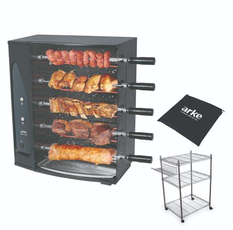 Kit Com Assador Vitta Smart 05 127v + Capa E Carrinho Churrasco- Arke Menor preço em Kit Com Assador Vitta Smart 05 127v + Capa E Carrinho Churrasco- Arke