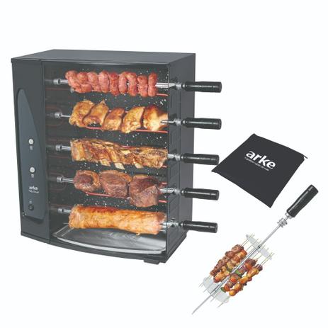 Kit Com Assador Vitta Smart 05 220v + Capa E Acessório Espetinho - Arke Menor preço em Kit Com Assador Vitta Smart 05 220v + Capa E Acessório Espetinho - Arke