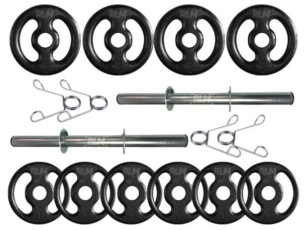 Kit com Barras de Halteres e Anilhas de Ferro - 16 Peças - Rlm store é boa?