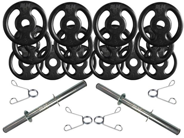 Kit com Barras de Halteres e Anilhas de Ferro - 20 Peças - Rlm store é ruim? Kit com Barras de Halteres e Anilhas de Ferro - 20 Peças - Rlm store é boa?