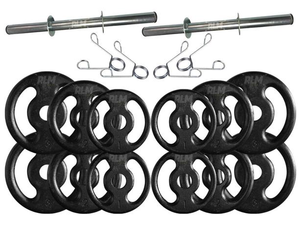 Kit com Barras de Halteres e Anilhas de Ferro Fundido - 24 Kg - Rlm store é boa?