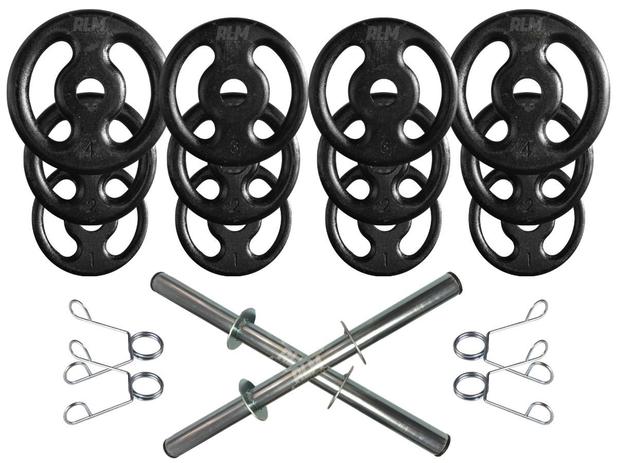 Kit com Barras de Halteres e Anilhas de Ferro Fundido - 26 Kg - Rlm store é boa?