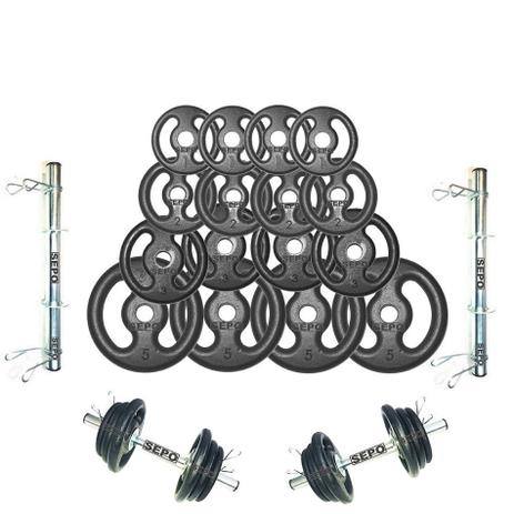 Kit com Barras de Halteres e Anilhas de Ferro Fundido - 44 Kg - Rlm store é boa?