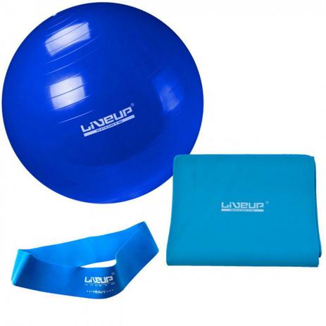 Kit com Bola 65 Cm + Faixa Elastica Forte + Mini Band Tensao Forte Azul Liveup Menor preço em Kit com Bola 65 Cm + Faixa Elastica Forte + Mini Band Tensao Forte Azul Liveup