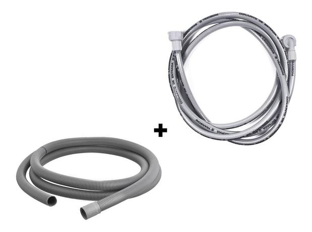 Kit Com Mangueira Entrada E Saida De Agua Lavadora 2 Metros - Transoni Menor preço em Kit Com Mangueira Entrada E Saida De Agua Lavadora 2 Metros - Transoni