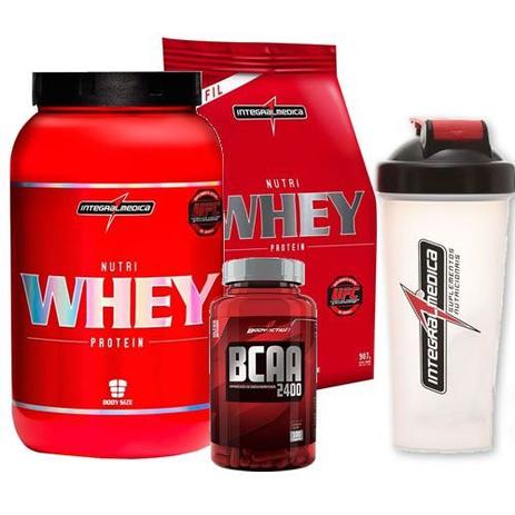 Kit com Nutri Whey Choco + Refil + BCAA + Coqueteleira - Integralmédica - Integralmedica Menor preço em Kit com Nutri Whey Choco + Refil + BCAA + Coqueteleira - Integralmédica - Integralmedica
