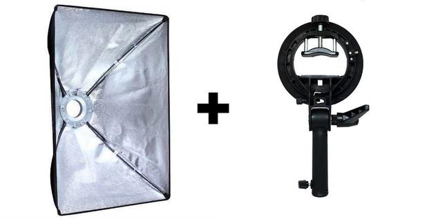 Kit com Suporte p/ Flash Speedlite e Bowens e Softbox 60x90 - Oem Menor preço em Kit com Suporte p/ Flash Speedlite e Bowens e Softbox 60x90 - Oem