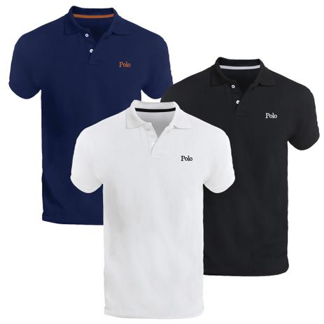 Kit com Três Camisas Polo Básica Piquet Slim - POLO Match Menor preço em Kit com Três Camisas Polo Básica Piquet Slim - POLO Match