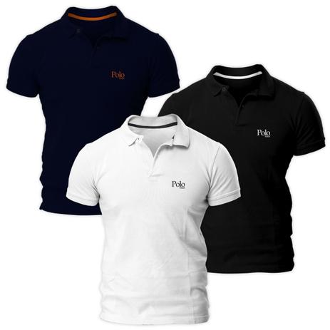Kit com Três Camisas Polo Piquet Regular Fit - POLO Match Menor preço em Kit com Três Camisas Polo Piquet Regular Fit - POLO Match