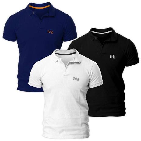 Kit com Três Camisas Polo Piquet Slim Fit - POLO Match Menor preço em Kit com Três Camisas Polo Piquet Slim Fit - POLO Match