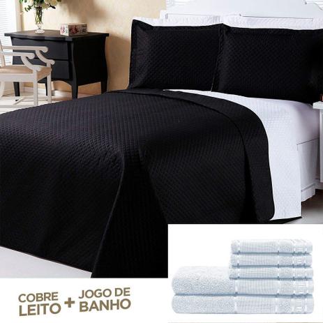 Kit Combo Cobre Leito + Jogo de Banho Dual Color Preto/Branco Queen 08 Peças - Dourados enxovais é boa?